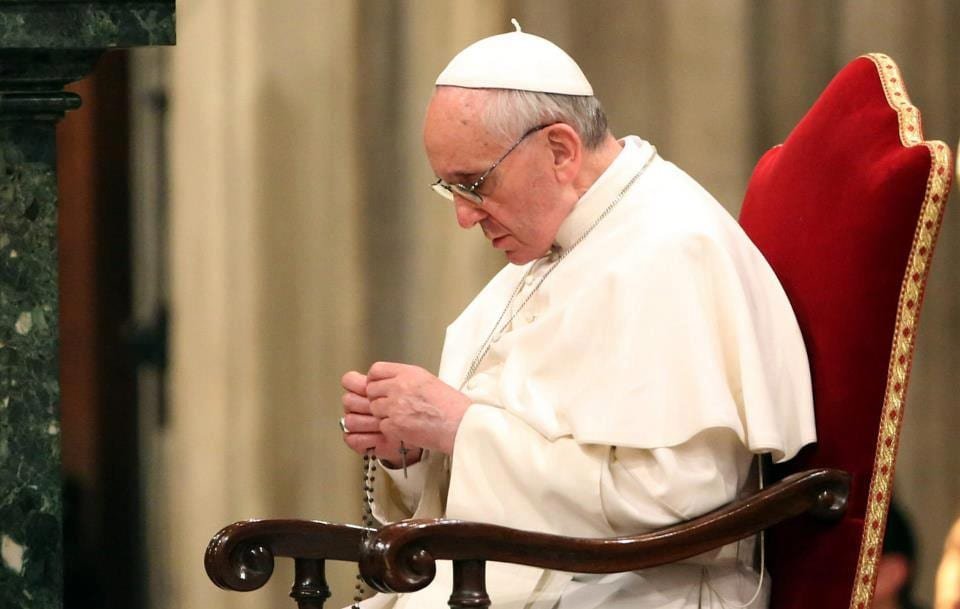 Pope Francis Saying the Rosary